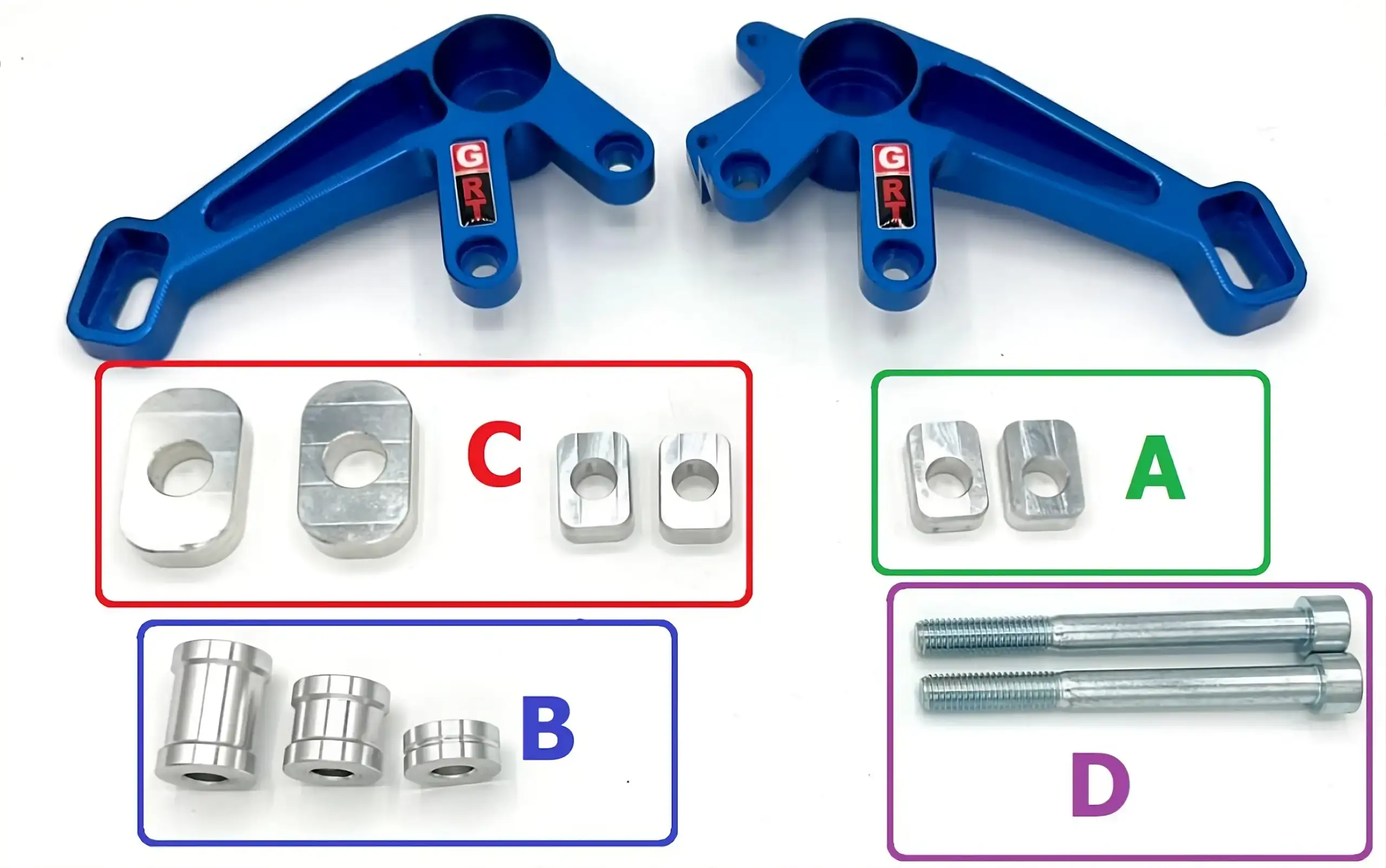 Installation Manual RS660 Adjustable Rearset Brackets Kit 3 Kit Components: Brackets and Inserts A, B, C, D