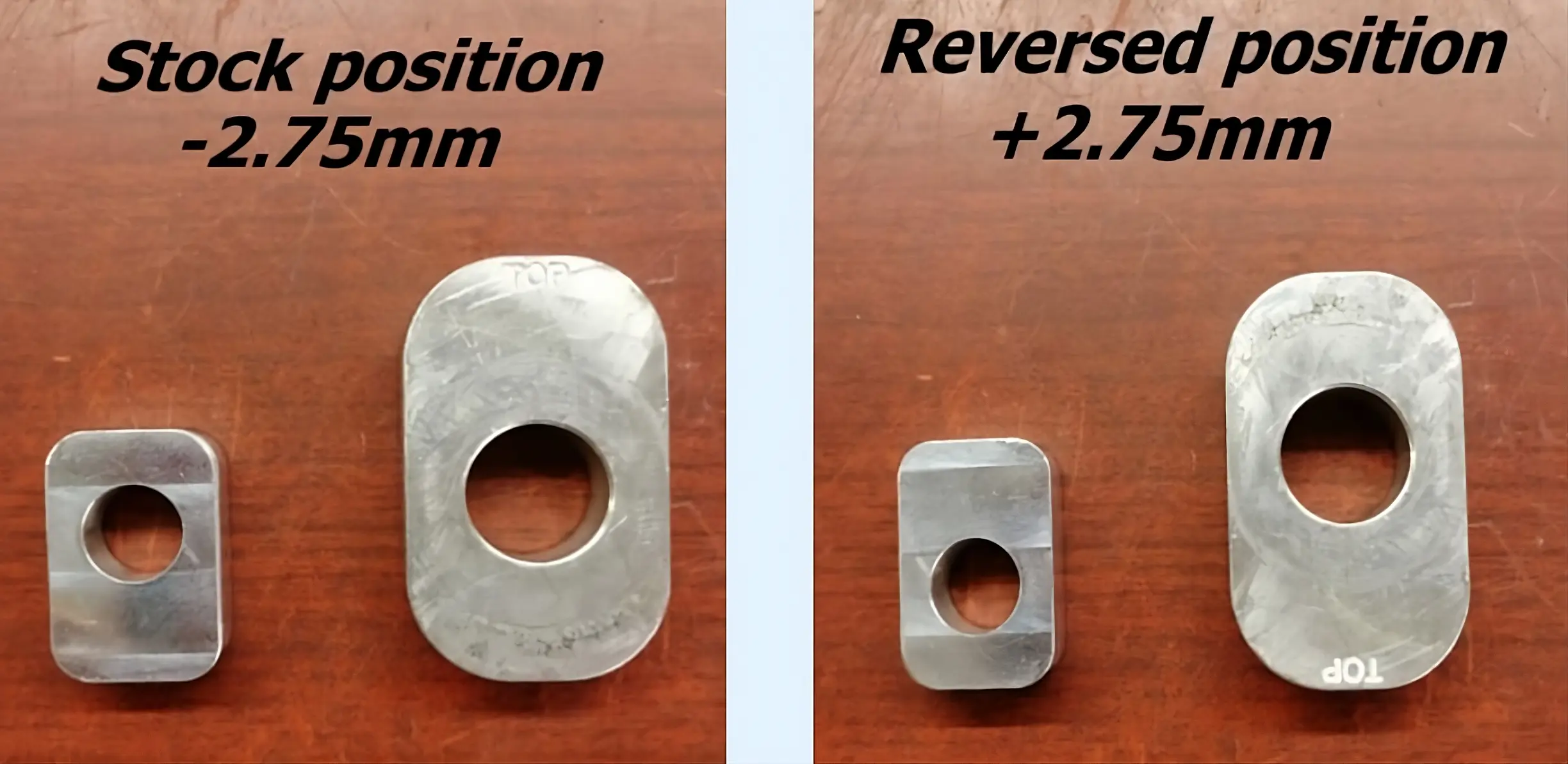 Installation Manual RS660 Adjustable Rearset Brackets Kit 5 Comparison: Stock vs Reversed Position Inserts
